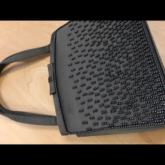 Gunmetal grey beaded purse (CONVERTS TO CROSSBODY) sku 3006 - Picture 1 of 11